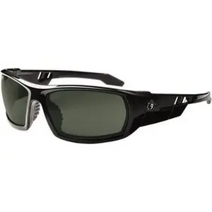 Ergodyne Model 50071 Polarized Safety Glasses - Black Frame, Uncoated Green Lens, Wrap-Around Design, Universal Size, Eye Protection