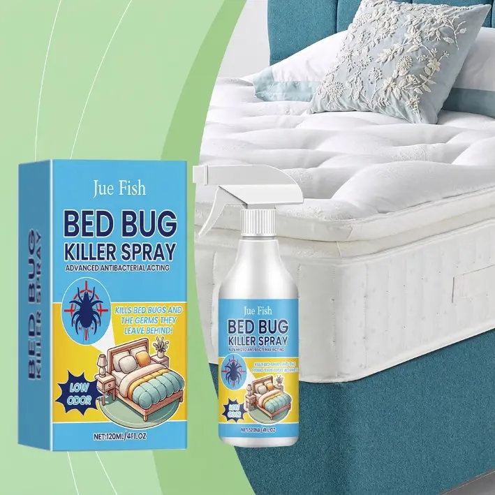 120ml Bed Bug Killer Spray, Plant-Based Insecticide for Bed Bugs & Eggs, Flea Mite Lice Mosquito Ant Roach Spray, Pet & People Friendly Indoor Outdoor Pest Control for Home Bedroom & Dormitory