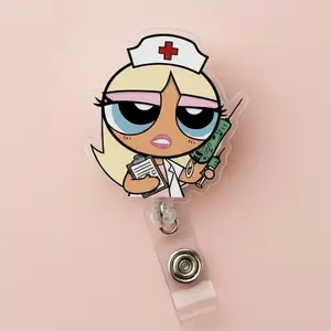 Power puff girls Retractable ID Badge Reel Nurse Accessory Unique Gift for Nurses, Doctors, Teachers and Medical Staff Coworkers