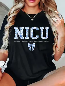 100% Cotton Nicu Nurse Neonatal Intensive Care Unit Nurse Coquette Bow T-Shirt