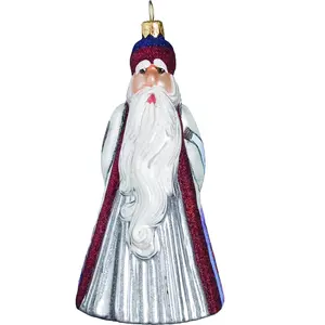 Glitterazzi France Santa with Eiffel Tower Polish Glass Christmas Ornament