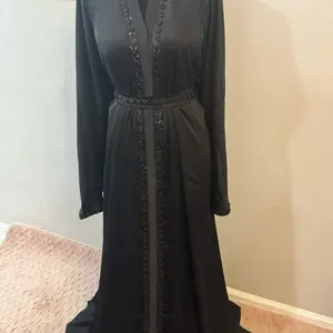 (No Return) Black Elegance Abaya with Hand Beaded Detailing for Any Occasion