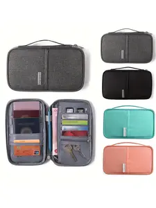 Portable Travel Airplane Bag Passport Bag Multi-Functional ID Document Wallet Card Bag Business Trip Passport Bag Storage Bag Portable Travel Bag Document Collection Bag
