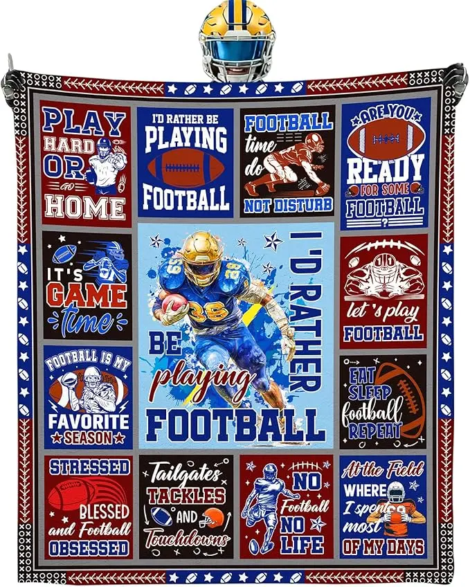 Los Angeles Flannel Blanket, Blue Gold Football Fan Throw Blanket, LA Sports Blanket, Soft Cozy Throw for Sofa Couch Bed, Game Day Home Decor, Vintage Football Lover Gift for Men Women, Warm Flannel Blanket, Football Fan Gift, LA Football Decor