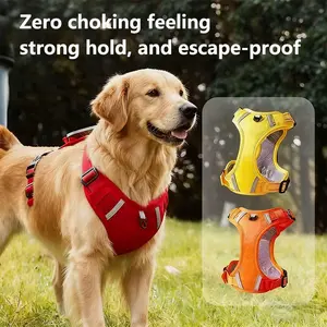 Adjustable Dog Cat Harness with Soft Padded Vest, with Easy Control Handle, for Large Breeds - Prevents Choking and Pulling Comfortable and Safe Fit for All Seasons