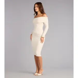 Minimal Drama Off-The-Shoulder Midi Dress