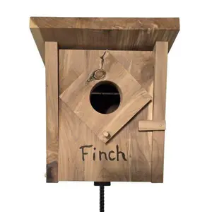 Finch Birdhouse & Steel Post - Handcrafted w/ 3/4" Material Red Cedar Construction with Air Ventilation, Lifetime Warranty, Durable Design for Finch species