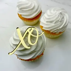 6 XO Cupcake Toppers, Happy Valentines Day Cake Charms, XOXO | Medallions| Cupcake Topper (Sets of 6)