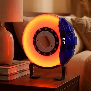 LED Brake Disc Lamp Aesthetic Desk Ambient Light Cool Room Decor for Car Lovers Men Boyfriend Dad Rechargeable Night Light Touch Control USB Automotive Decor Unique Gift Idea for Him Garage Man Cave Setup