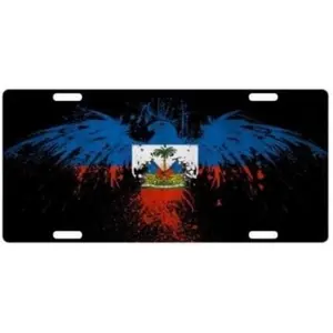 Haiti Vintage -Flag Custom Front License Plate Decorative Funny Novelty License Plate Frame Cover Vanity Tag Unique Gifts for Men Women Haitian Creole