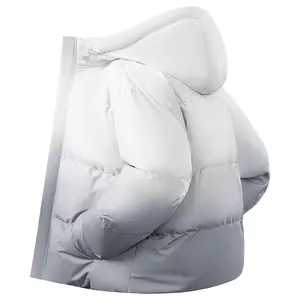 Simple Basic Style Gradient Versatile Windproof Durable Hooded Drop Shoulder Bread Jacket Autumn Winter Thickened Cotton Padded Warm Cozy Soft Quilted Cotton Outdoor Commuter Fashion Casual Coat