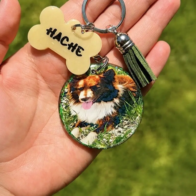 Personalized Pet Photo Keychain | Handmade Resin Dog Gift |Handmade Resin Dog Memorial Gift| Custom Dog Gift for Pet Lovers