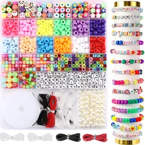 800pcs DIY Bead Set, DIY Mix Beads, Letter Beads, Friendship Bracelet Making Kit, Jewelry Making Materials, Birthday Party Gift
