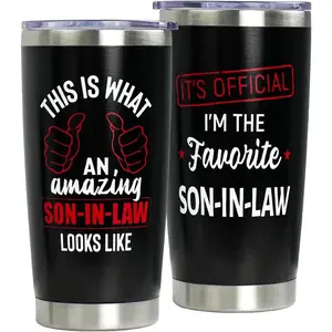 20oz Portable Stainless Steel Vacuum Flask Set - Reusable Insulated Drinkware with Lid & Straw, PA Mother/Father-In-Law Halloween Gift for Son-In-Law