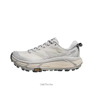 Light Gray Breathable Mesh Low-Top Trail Running Shoes with Beige Cushioned Midsole and Anti-Slip Rubber Outsole