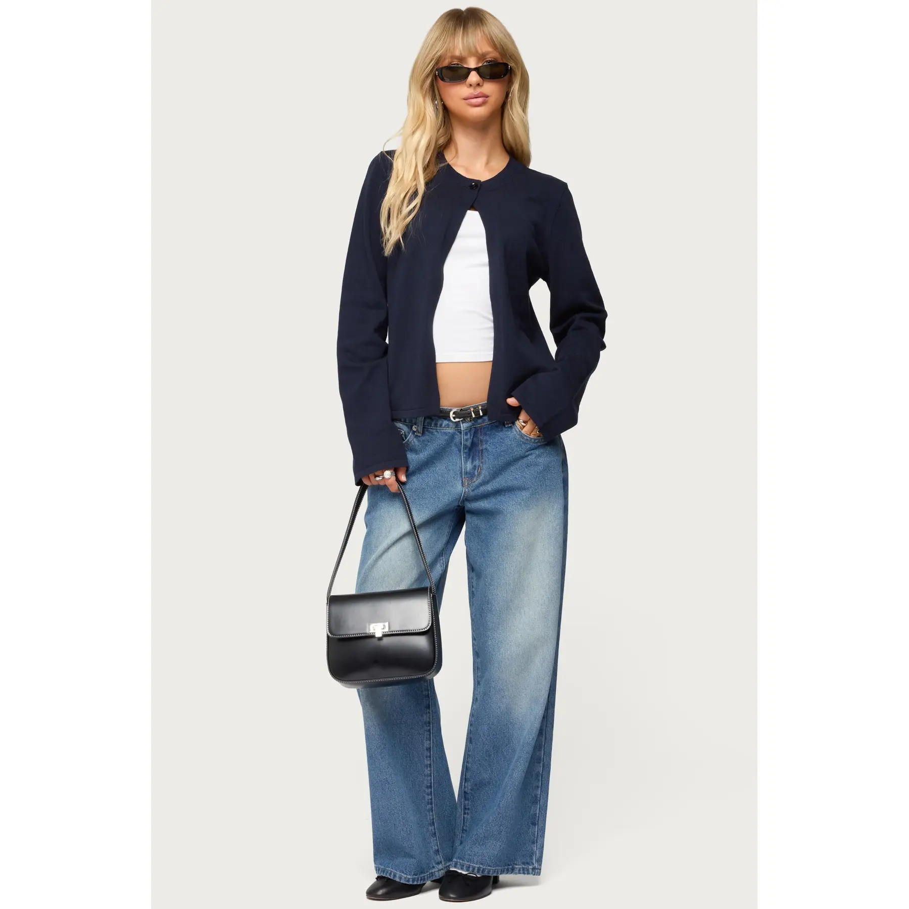 Petite Magda Acid Wash Low Rise Baggy Jeans