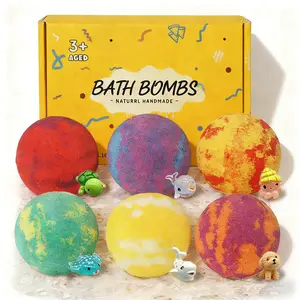 bath bombs with toy in it, Ball Bath Bombs Gift Set 6 for Kids Girls with Surprise Toy Inside Perfect for Bubble Spa Bath Handmade gift for kids Body Care,
