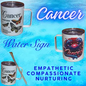 T Cuts Creations 20oz Reusable Stainless Steel Tumbler - Reusable Water Bottle, Anti-Drop, Body-Safe, Non-Toxic, Plastic-Free, Zodiac Cancer Sign Drinkware for Empathetic Nurturing Individuals, Reusable Water Bottles, Anti-Drop Water Bottles