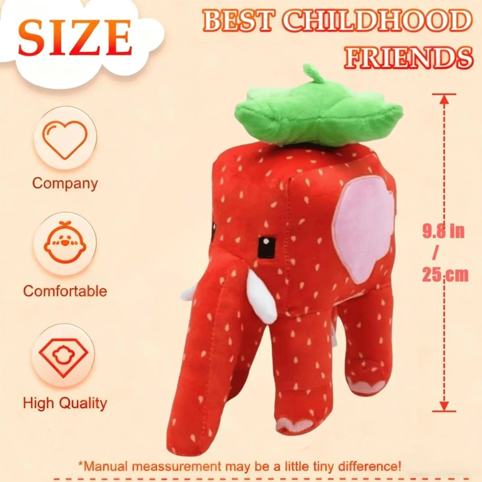 Peluche Brainrot à Voler - Éléphant Fraise Expressive No.9 - Poupée Meme No.67 - Jouet Collectionneur Et Déco - 25 Cm - Ultra-Doux