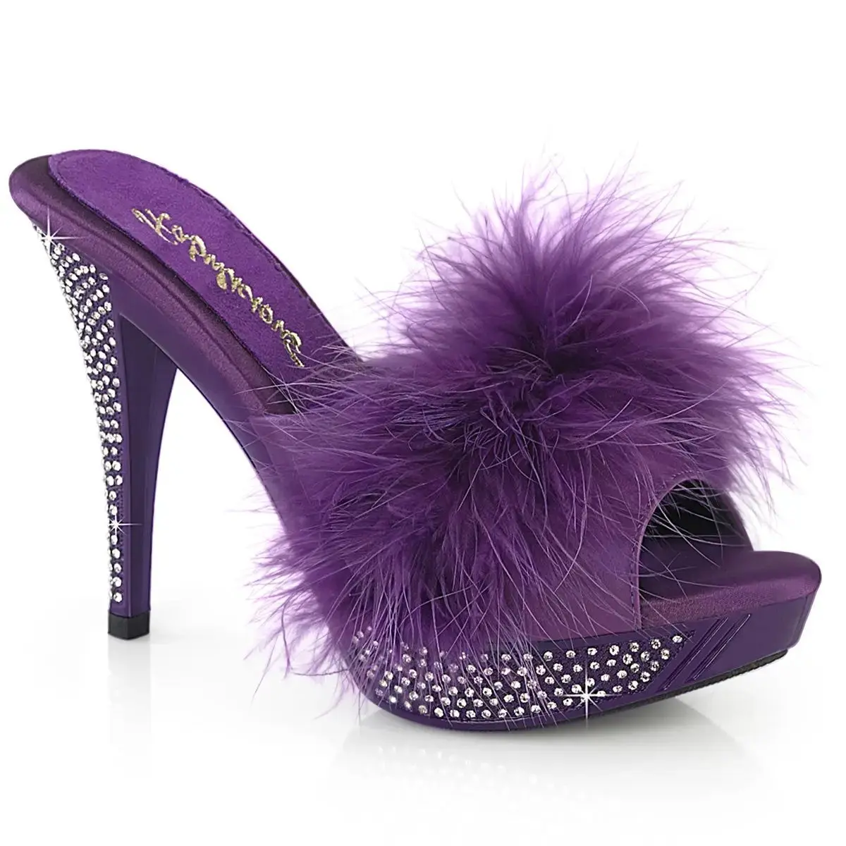 Fabulicious Elegant-401F Women's Marabou Slide Purple