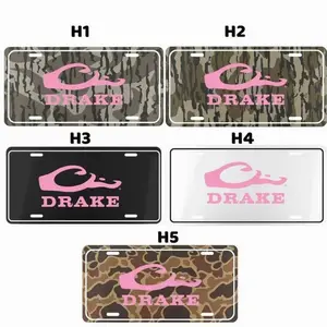 Drake Pink logo Old School Bottomland Camo License Plate – Durable Aluminum with 4 Pre-Drilled Holes, made in USA, Car Truck Tag