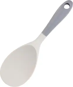 Silicone Rice Paddle, Non Stick Rice Spoon Heat Resistant Rice Spatula Kitchen Gadge Rice Scooper Cooking Utensil Rice Paddle Spoon Rice Cooker Spoon for Rice Salads Mashed Potato (Grey)