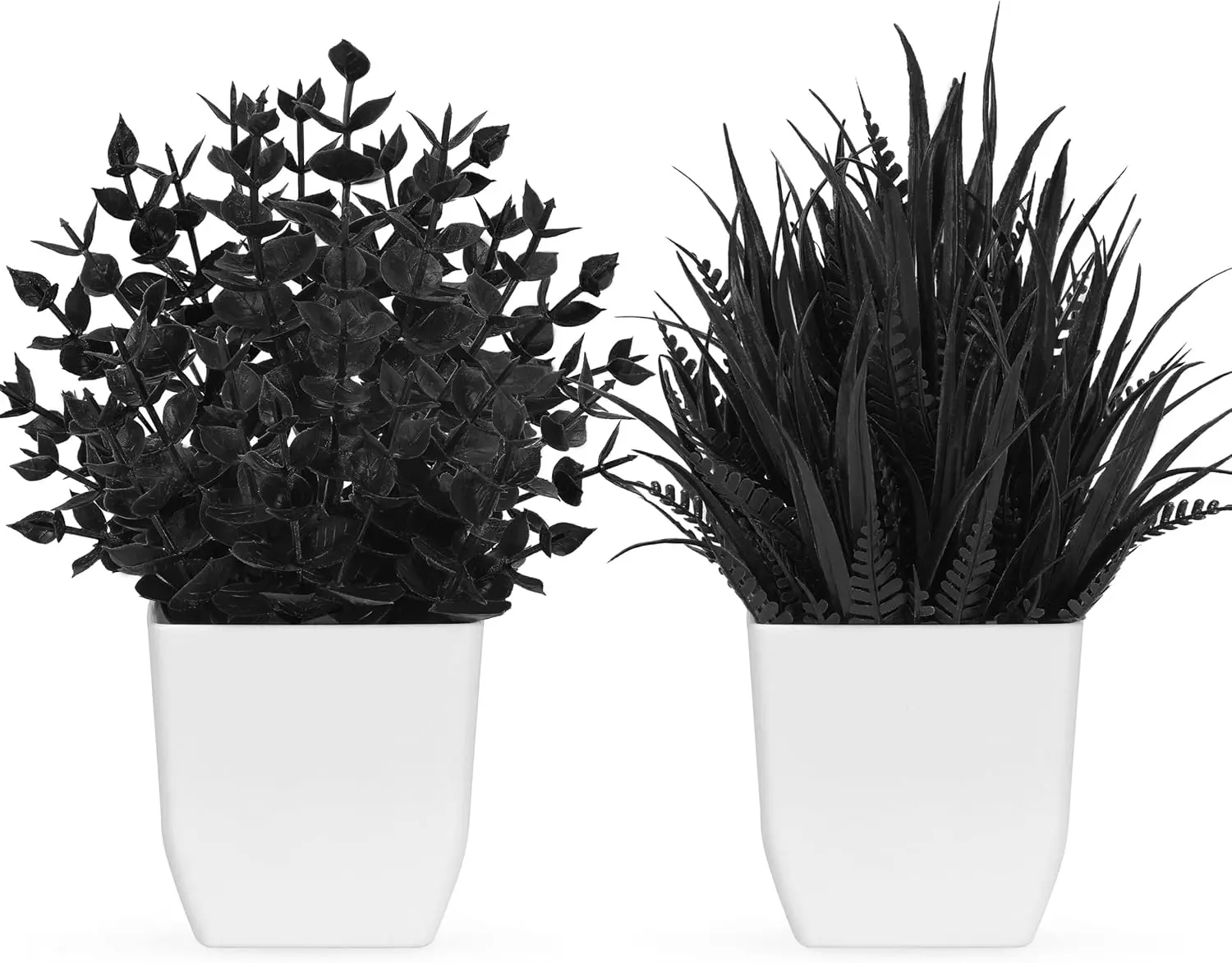 Der Rose 2-Pack 7.1 in Small Black Plastic Artificial Plant Set, Farmhouse Faux Decor for Bedroom, Home Office Desk, Kitchen Plant Decor (summerwins Mid Year Sale)
