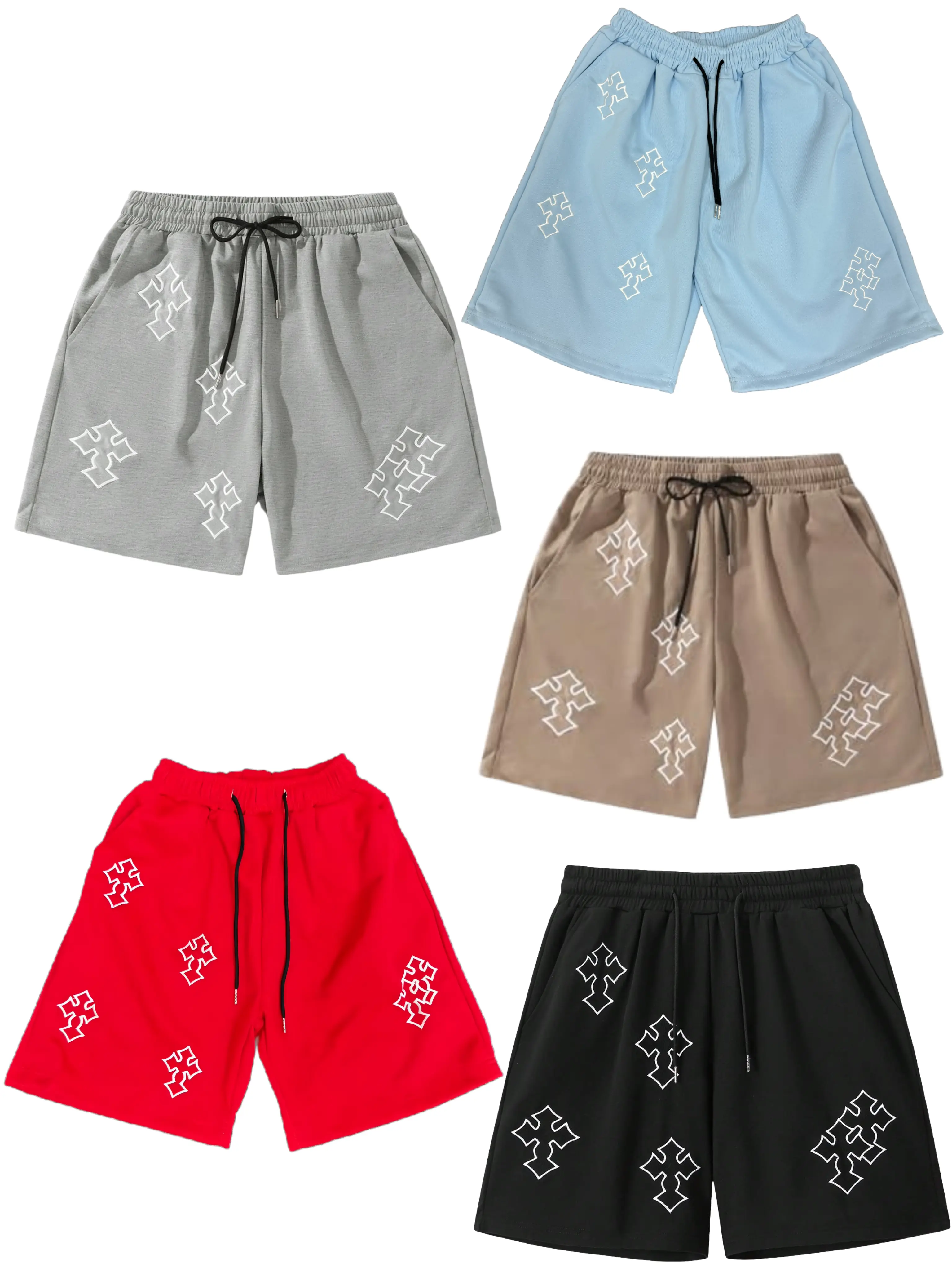 Women's Goth Strap Cross Figure Activewear Shorts - Gym Shorts for Running, Fitness, 5-Color Couple-Ready Bottoms