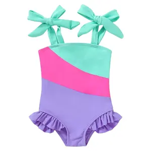 SummerVibes Toddler Girls’ Colorblock Striped One-Piece Swimsuit for Baby Girls