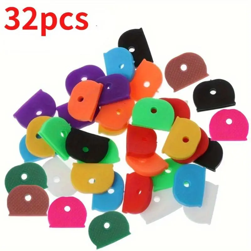 Random Color Silicone Key Cover, 32pcs/set Colorful Silicone Key Cover, Key Identifier for Home, Office, Car, Multifunctional Key Accessories, Key Fob Protector, Car Key Accessory, Key Covers For Car Keys