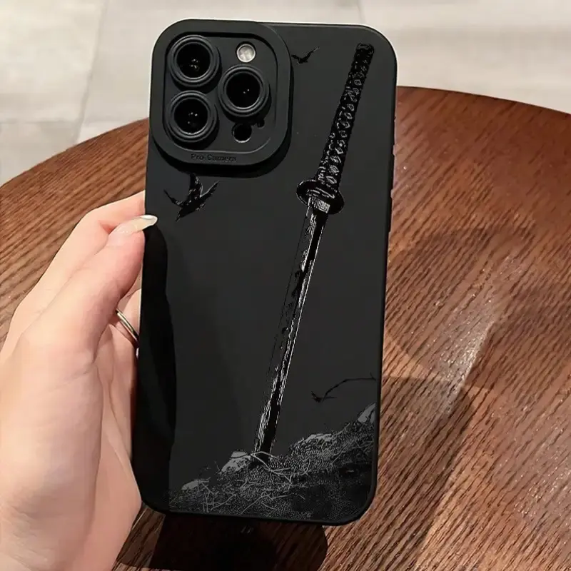 A Samurai Sword Trendy Creative Pattern Full Coverage TPU Phone Case, Suitable for iPhone 17 Air/16 Plus/15 Pro Max/14 Pro/13/12/11/XS Max/X Phone Case, Ideal Gift for Family, Friends, Lovers, Girlfriends, Best Choice for Holiday Gifts MS240