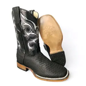 Python Leather Square Toe Boots