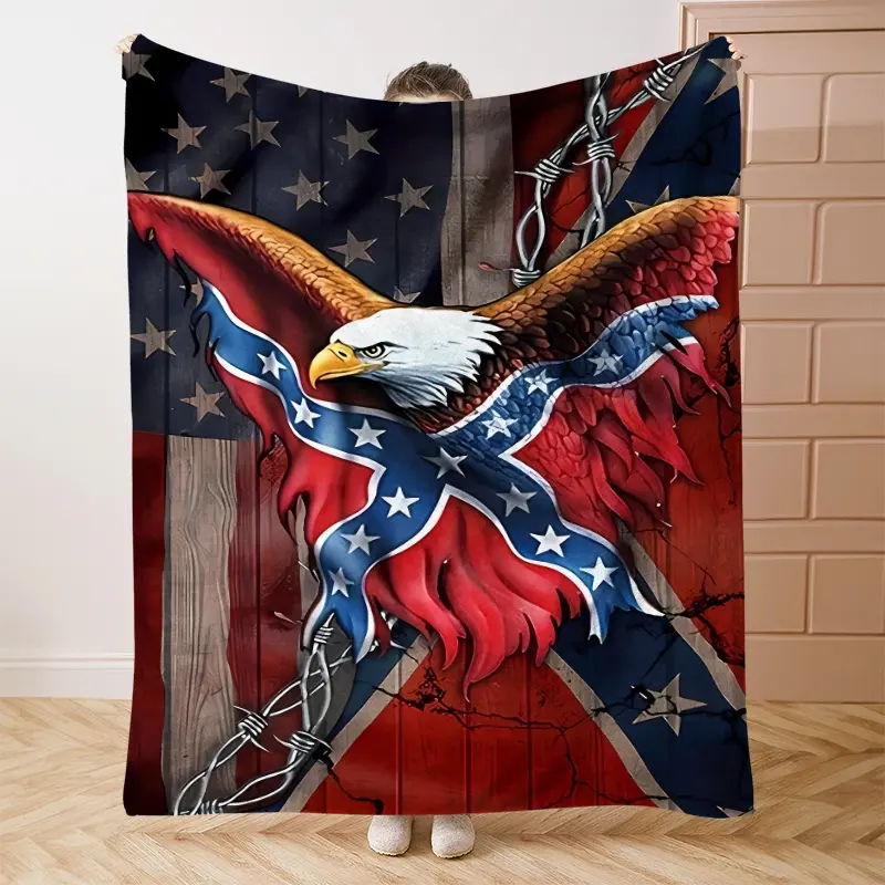 American Bald Eagle Print Flannel Blanket, Cozy Throw Blanket, Soft Comfortable Sofa Cover, Gift Blanket, Holiday Decor, Bed Office Camping Travel