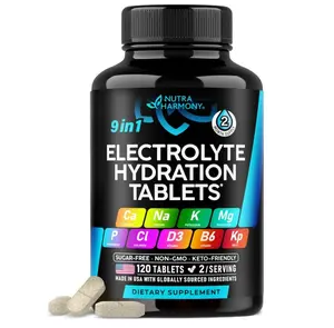 Electrolytes - Electrolyte Tablets with Magnesium, Sodium, Potassium, Chloride, Vitamins D3 & B6, Kelp Powder - Salt Pills - Lab Tested - Oral Tablets as Capsules - Vegan & Keto Friendly - 120 Tabs