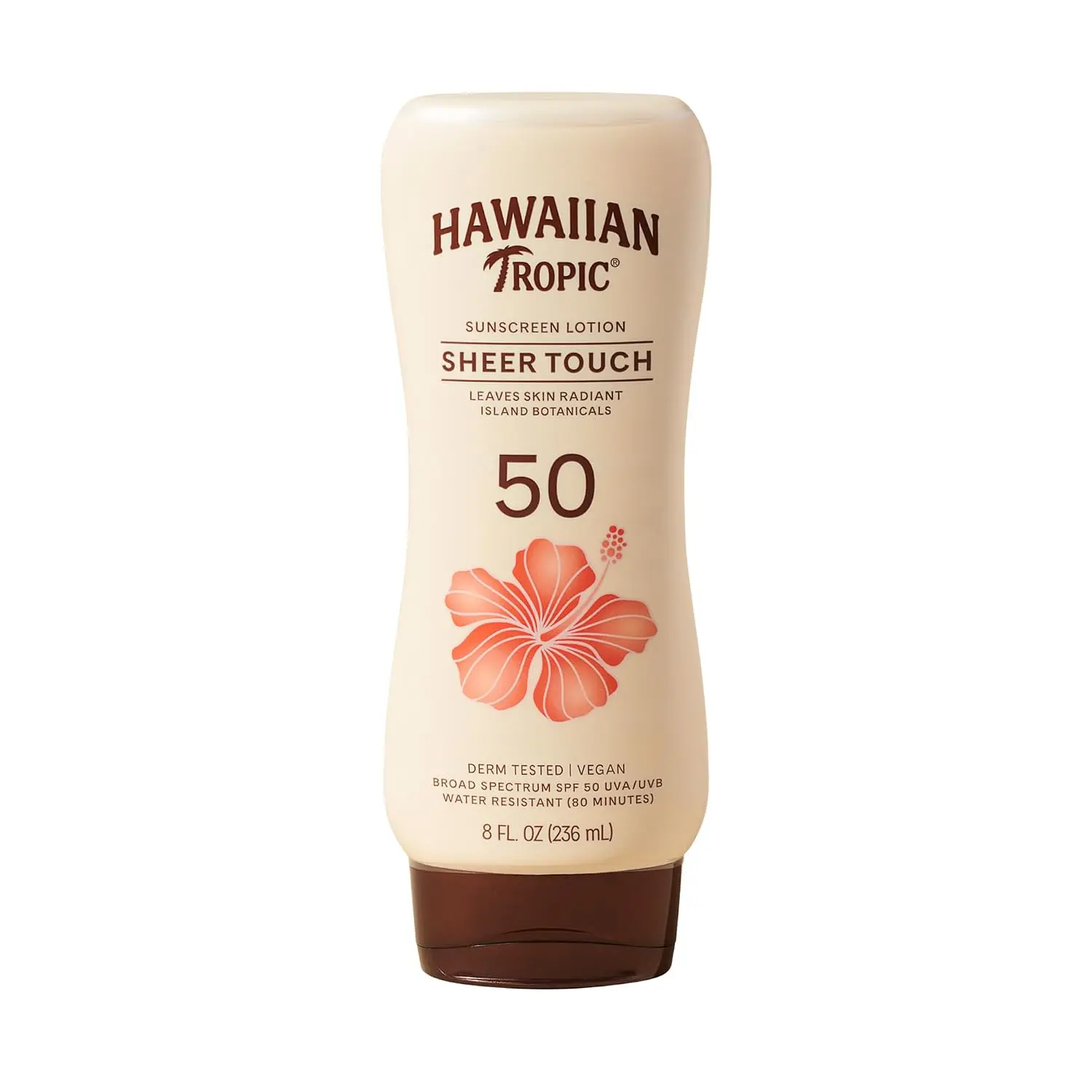 Hawaiian Tropic Sheer Touch SPF 50 Sunscreen Lotion, 8 Fl Oz | Radiant finish, Oil-free body sunscreen, Water resistant sunblock, UVA/UVB broad spectrum protection, Island tropical scent