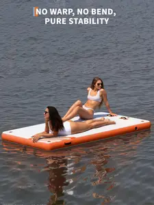 Garvee Heavy-Duty Inflatable Floating Dock Platform, Ultra-Stable Non-Slip PVC Water Island, Portable Water Float with Rope Ladder and Anchors, Perfect for Pool, Lake, Beach & Boat Use, Ideal for Adults and Family Recreation