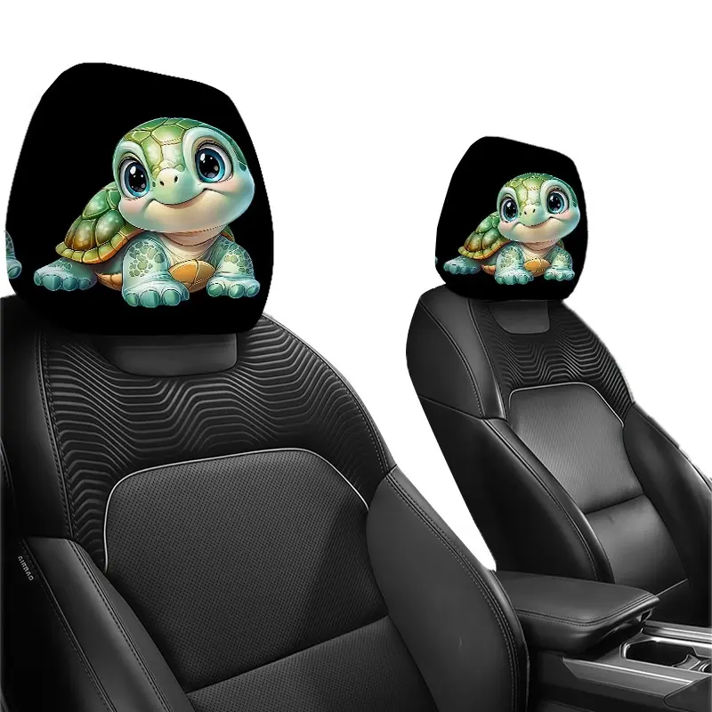 2pcs 11x10.2 inch Turtle Design Car Headrest Covers, Universal, all-Season Comfort, seat cover accessories, car interior decoration, suitable for daily travel, idea gift for car lovers,3.18CYJ-7