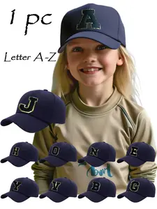 Children's baseball cap, Embroidered Snapback Cap, cute letter pattern, adjustable brim, sun hat for kids, outdoor accessory, lightweight vintage style, outdoor sports cap, summer camp, camping accessory