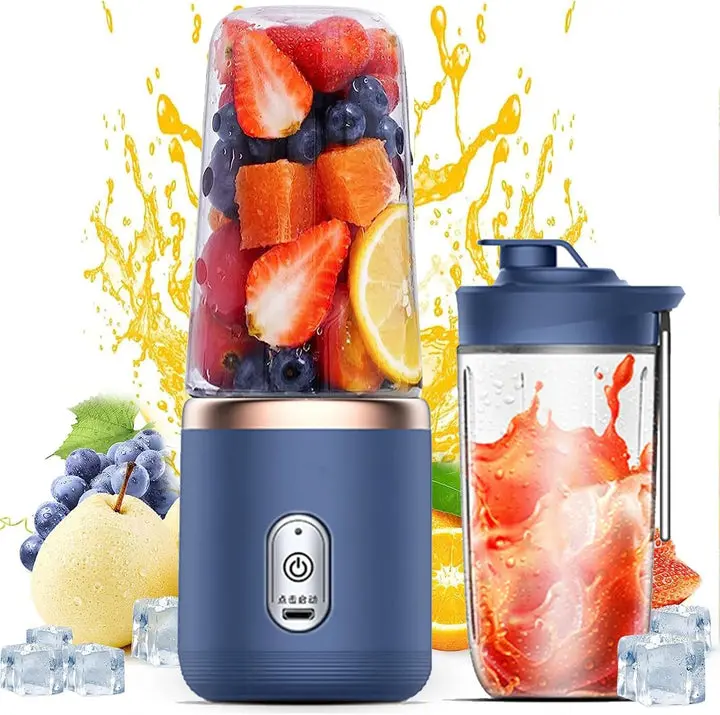 Portable USB Rechargeable Battery-Powered Mini Blender Juicer with Travel Cup - Smoothie Machine, Protein Shake Mixer, Kitchen Appliance
