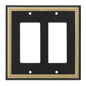 Harmon Black and Brushed Gold Double Decora Decorative Switchplate Cover