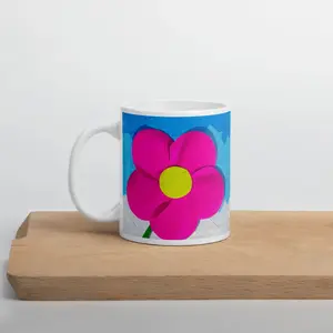Floral Close Up Ceramic Mug - White Glossy Coffee Tea Cup - Stylish Giftable Mug