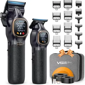 Professional Hair Clippers for Men, Professional Barber Clippers and Trimmer Set, Cordless Hair Clippers for Hair Cutting with Package Case, Powerful 9000 PRM Rechargable Electric Clippers