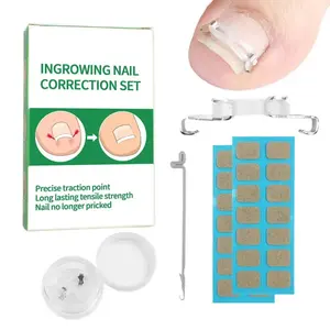 Ingrown Toenail Corrector Kit for Men Women - Ingrown Nail Tool - Curved Nail Strips & Toe Pads for Embedded/Curled Nails Manicure Stainless Steel Case Daily Elastic