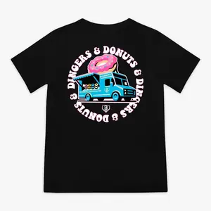 Unisex Dingers & Donuts Baseball Lifestyle Donut Truck Graphic T-Shirt Cute Foodie Baseball Tee For Youth & Adults Shortsleeve Casual Streetwear