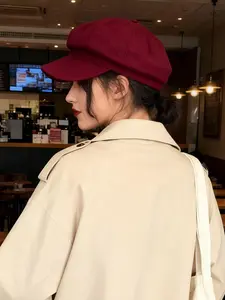 French Vintage Elegant Wool Octagonal Duckbill Hat, Multiple Colors for Outdoor Parties, Windproof Warm Painter Cap, British Style Beret