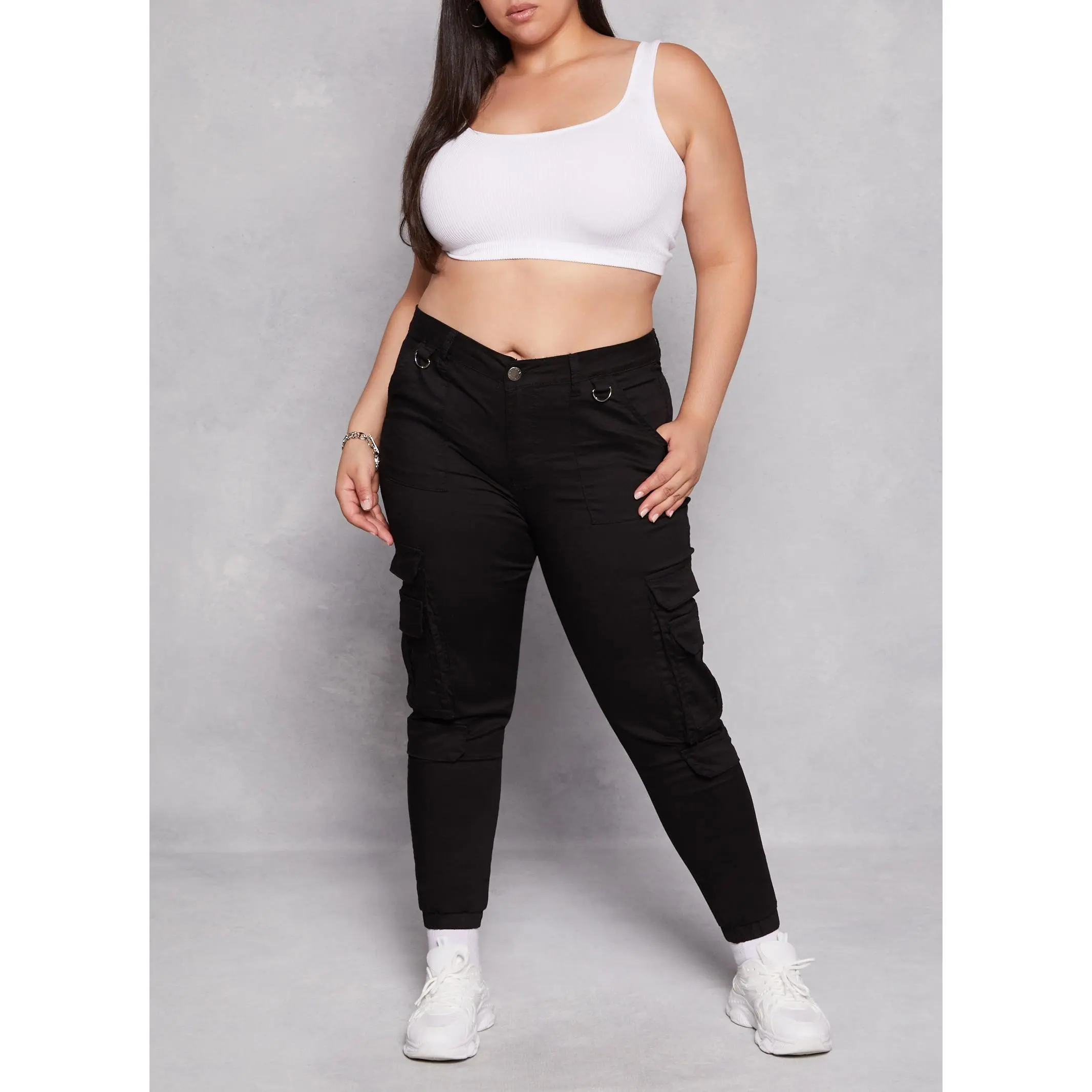Plus Size Double Cargo Pocket Joggers