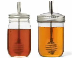 Jarware Stainless Steel Honey Dipper Lid for Mason Jars