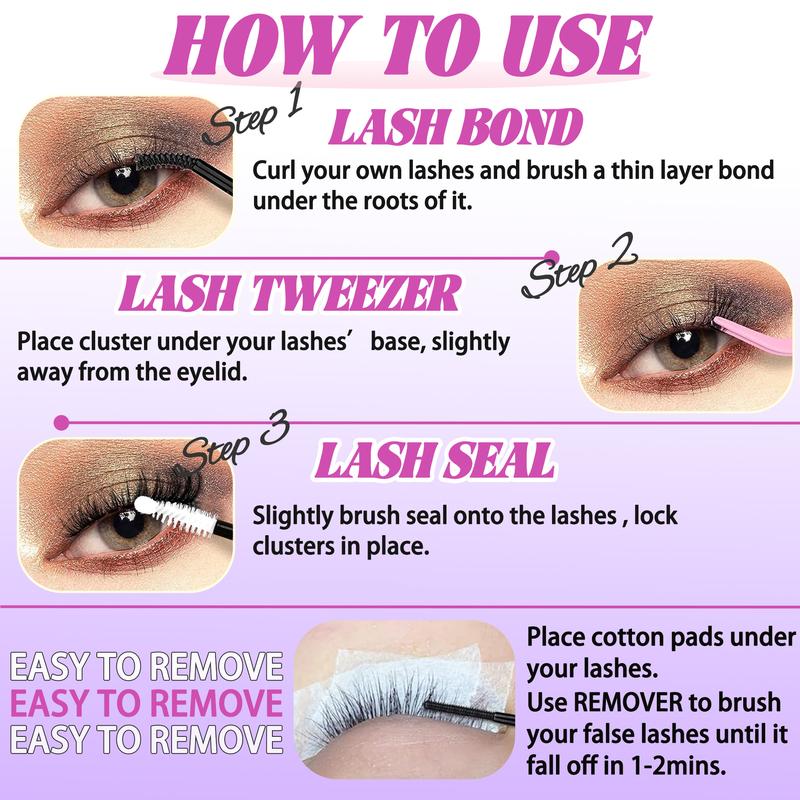 4 Styles Upgrade  Ultra/Mega/ Dramatic/Volume/ Lash Clusters  Gift Packs, WaterProof Lashes Eyelash Clusters Extensions with  for Beginners and Proficient, DIY at Home Easily，Extension Soft comfortable Easy Apply Natural Look for Makeup gift Lash Clusters