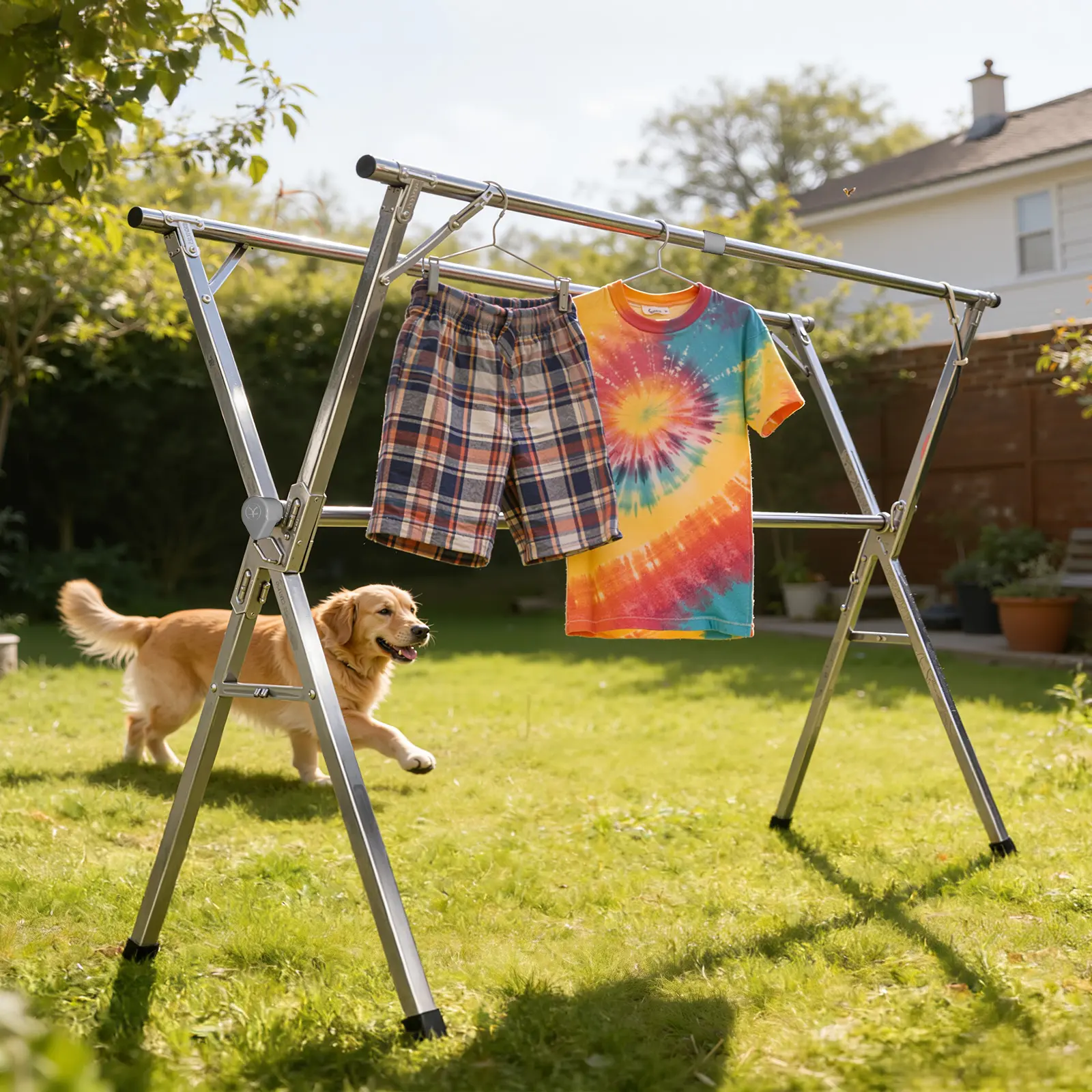 Joybos 78.75in/94.5in X-Frame Heavy-Duty Clothes Drying Rack, Foldable Telescopic Stainless Steel Freestanding Laundry Rack With Windproof Sock Clips, Space Saving For Indoor Outdoor Balcony Durable Sturdy Rack