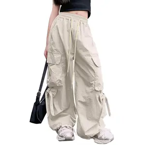 NewEuropean And American Girls' Solid Color Spring And Autumn Cargo Pants with 3D Pocket Decoration And Bow, for Outdoor